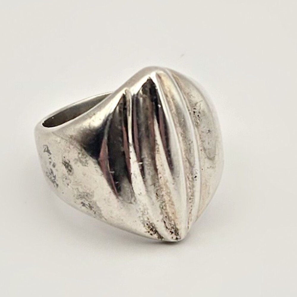 Vintage Taxco Sterling Silver Ribbed Dome Ring Size 6.75 | Chunky Modernist Ring